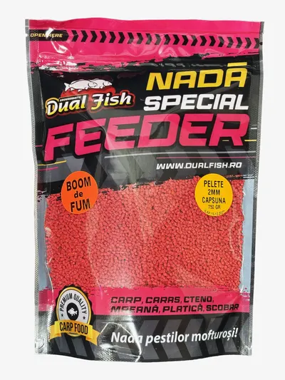 Pelete 2mm, Boom de Fum Special Feeder, Aroma de Capsuna, 750gr, Dual Fish