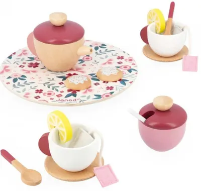 Set de ceai din lemn Janod - Twist, 16 piese