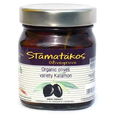 Masline kalamata cu continut redus de sare, bio, 290g, Stamatakos Olivegrove