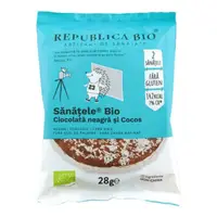 SANATELE BIO Ciocolata neagra si Cocos, ecologic, fara gluten, 28g, Republica Bio