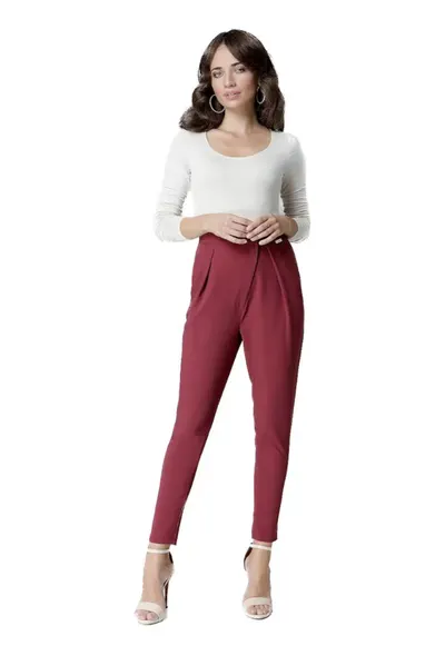 Pantaloni eleganti de dama - Asse - rosu - Rosu