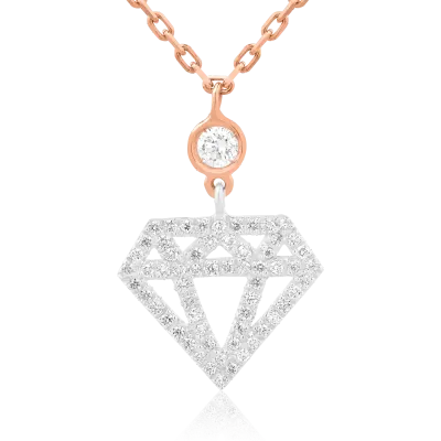 Lant cu pandantiv din aur alb-roz cu diamante de 0.29ct