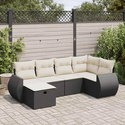 Gossi set mobilier de gradina cu perne, 6 piese, negru, poliratan