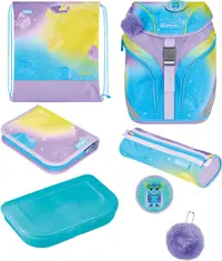 Set școlar Herlitz SoftLight Plus - Little Monster, rucsac, două penare, săculeț și cutie pentru mâncare