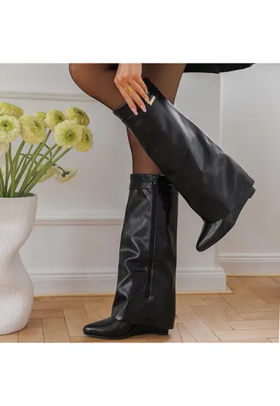 Cizme cu platforma negre elegante 9623A 116 18843 - Negru