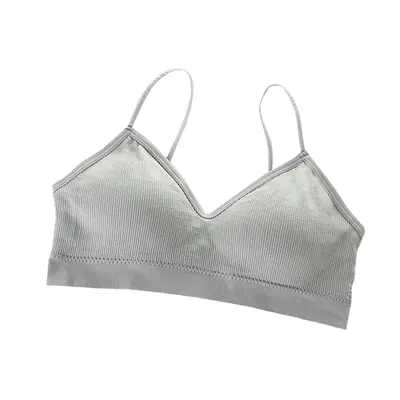 Bustiera Sport pentru Dama, cu Bretele si Spatele Gol, Fara Cusaturi, Model Push Up, Marime S/M, Gri Deschis, MIX14109