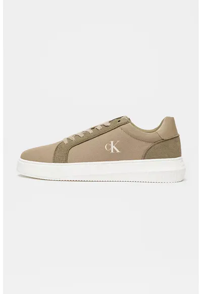 Pantofi sport cu garnituri din piele intoarsa - Kaki