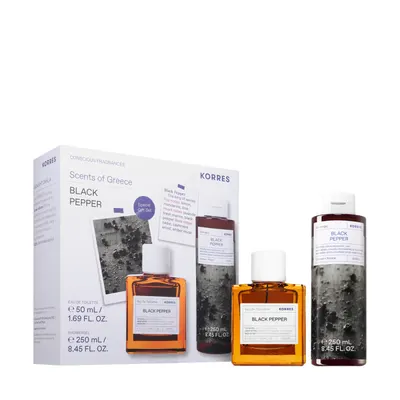 Pachet Black Pepper Apa de toaleta 50ml + Gel de dus 250ml, Korres