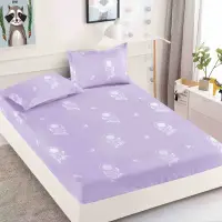 Cearsaf cu elastic, Bumbac FINET, 160/180x200cm, 2 fete de perne 50x70cm, Jojo Home, Lila, Dream Catcher