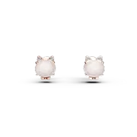 Cercei din aur roz cu quartz trandafiriu oval de 0.88ct si diamante round de 0.01ct pentru copii