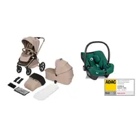 Carucior 3 in 1, Lionelo, Freya, Cu scoica ADAC, Landou si salteluta ventilate, Pliabil, Reglare spatar in 3 pozitii, Suport de picioare in 4 pozitii, Maner reglabil in 3 pozitii, Sustine 22 kg, Cu accesorii, 0 luni+, Bej/verde