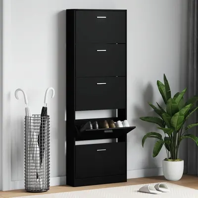 vidaXL Pantofar, negru, 59x17x169 cm, lemn compozit