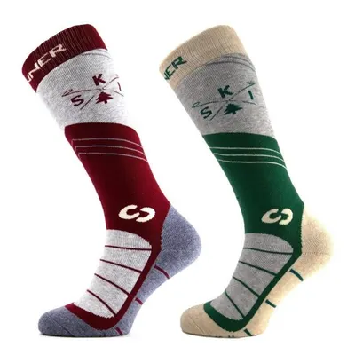 Sosete SINNER Ski Socks Men (Pachet dublu), Rosu/Verde. Barbati