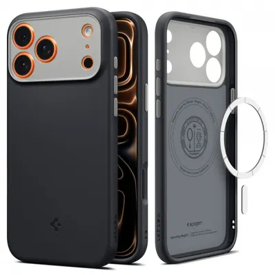 Husa MagSafe pentru Apple iPhone 17 Pro Max, Spigen, Caseology Nano Pop, Neagra ACS10262