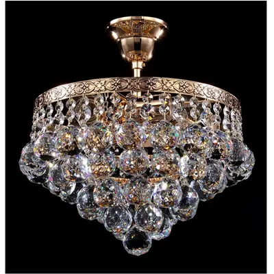 Candelabru Diamant Crystal Gala,4 becuri dulie E27, 230V,D.30cm, H.33 cm,Auriu