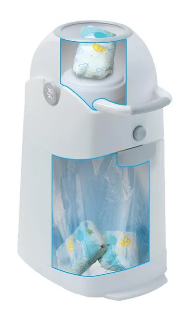 Cos ermetic scutece cu sac universal Diaper Champ capacitate 30 scutece One Light Green
