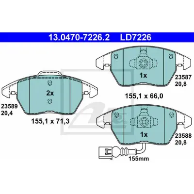 Set placute frana, frana disc ATE 13.0470-7226.2