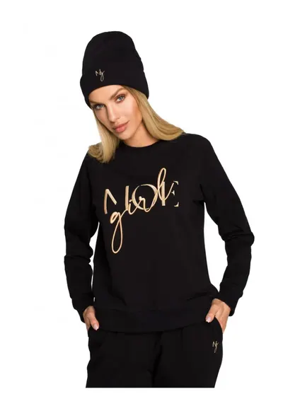 Beanie dama cu broderie. . Bumbac/Elastan. Negru. Marime Universala