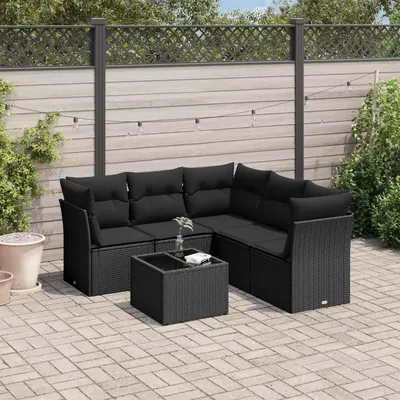 Gossi set mobilier de gradina cu perne, 6 piese, negru, poliratan