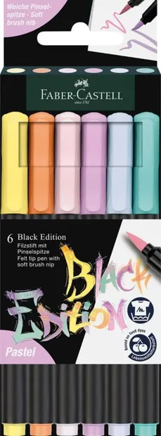 Set markere cu pensula Faber-Castell Black Edition - 6 culori pastelate