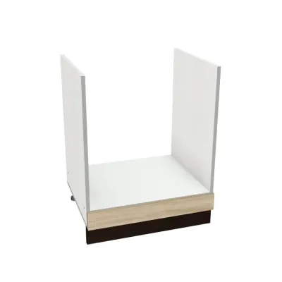 Corp inferior 60 pentru cuptor YANA, corp alb, fronturi sonoma deschis + sonoma inchis, 60x50x77 cm