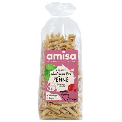 Penne din orez integral bio 500g Amisa