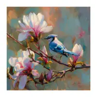 Tablou pe pânză imprimat 32x32 cm Bluejay & Blossom – Styler