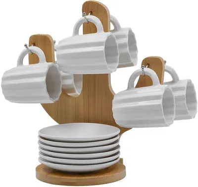 Set de cești de espresso Maison - Cactus, cu suport 6 buc., 80 ml