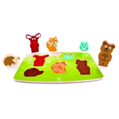 Puzzle tactil - Animalele din Padure, 5 piese