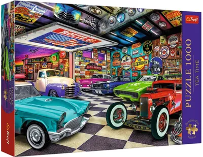 Puzzle Trefl din 1000 piese - Garajul colecționarului de mașini