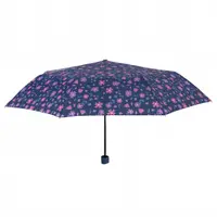 Umbrelă damă MINI manuală Perletti albastru cu flori