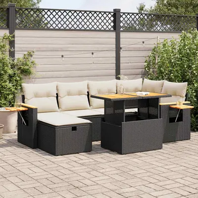 Gossi set mobilier de gradina cu perne, 8 piese, negru, poliratan