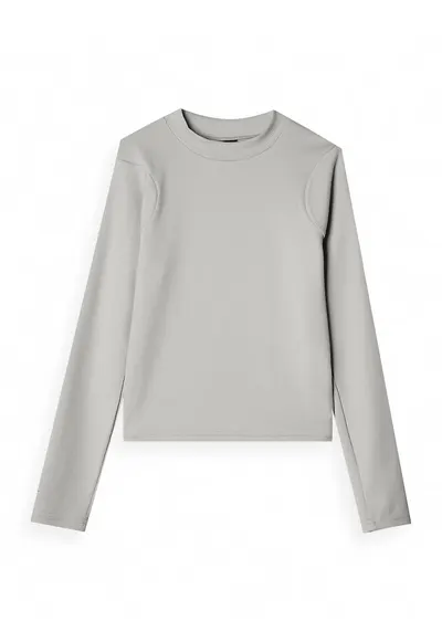Bluza Dama Longsleeve Cropped Slim Gri Sportstyle - Material Sintetic cu Modal - Toamna/Iarna XS-XXL 250gsm