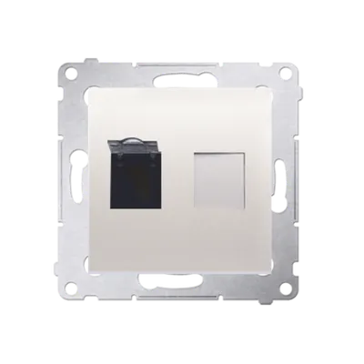 Priza calculator RJ45 cat6, cu protectie anti-praf,crem