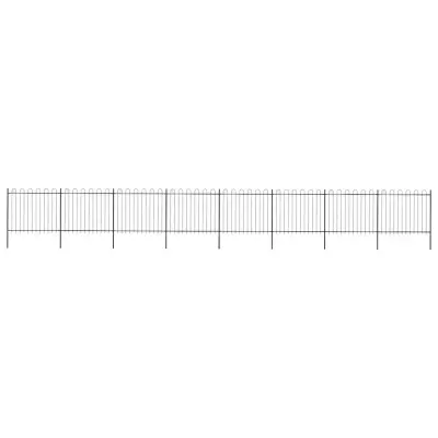 vidaXL Gard de grădină cu vârf circular din oțel, 1339x150 cm, negru