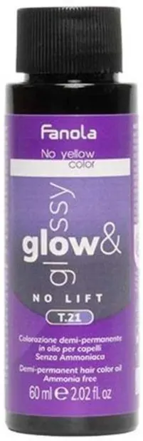 Fanola No Yellow Color Vopsea cremă tonifiantă Glow & Glossy, T.21, 60 ml