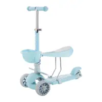 Trotineta cu scaun 3 roti pentru baieti peste 1 an Kikka 3 in 1 Makani BonBon bleu cu luminite