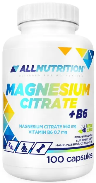 Magnesium Citrate + B6, 100 capsule, AllNutrition