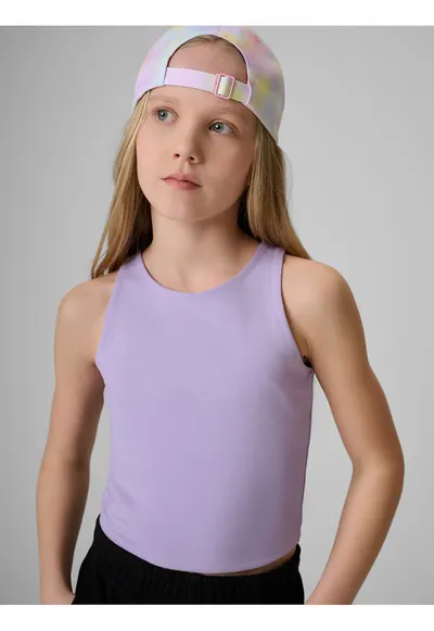 Maiou sport copii - crop top mulat - dublu strat - violet - bumbac