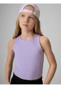 Maiou sport copii - crop top mulat - dublu strat - violet - bumbac