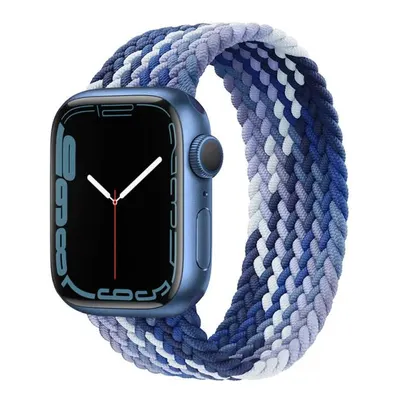 Curea Solo Loop, Compatibila cu Apple Watch, Elastica, Albastru/Mov - 44/45/46/49 mm , Medie Engros