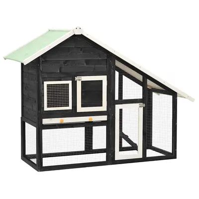 vidaXL Cușcă iepuri, gri/alb,140 x 63 x 120 cm, lemn masiv de brad