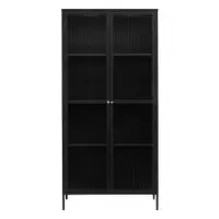 Vitrină neagră din metal 90x190 cm Bronco – Unique Furniture