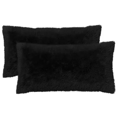 vidaXL Pernă cu pernă HEERLEN 12 buc. Negru Fleece PV