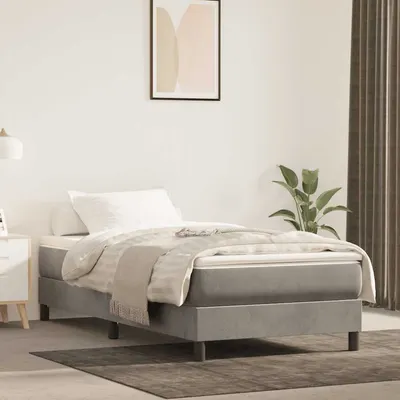 vidaXL Cadru de pat cu arcuri, gri deschis, 90x200 cm, catifea