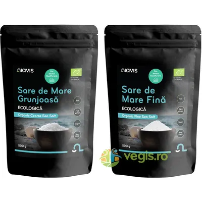Pachet Sare de Mare Grunjoasa Ecologica/Bio 500g + Sare de Mare Fina Ecologica/Bio 500g