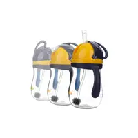 Cana de antrenament Akuku NavyGalben 280ml anti-varsare cu manere si pai cu greutate,capac mobil de protectie