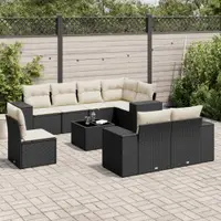 Gossi set mobilier de gradina cu perne, 9 piese, negru, poliratan