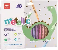 Markere metalice Apli Kids - Vârf tip pensulă, 18 culori
