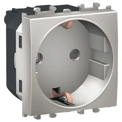 Priza 2P+E 2 module cu obturatoare Schneider Easy Style LMR5210004, argintiu